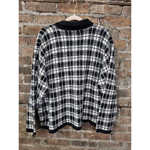 Lane Bryant Designs Black & White Geometric Cardigan V-Neck Sweater Size 22/24 - Picture 3 of 7